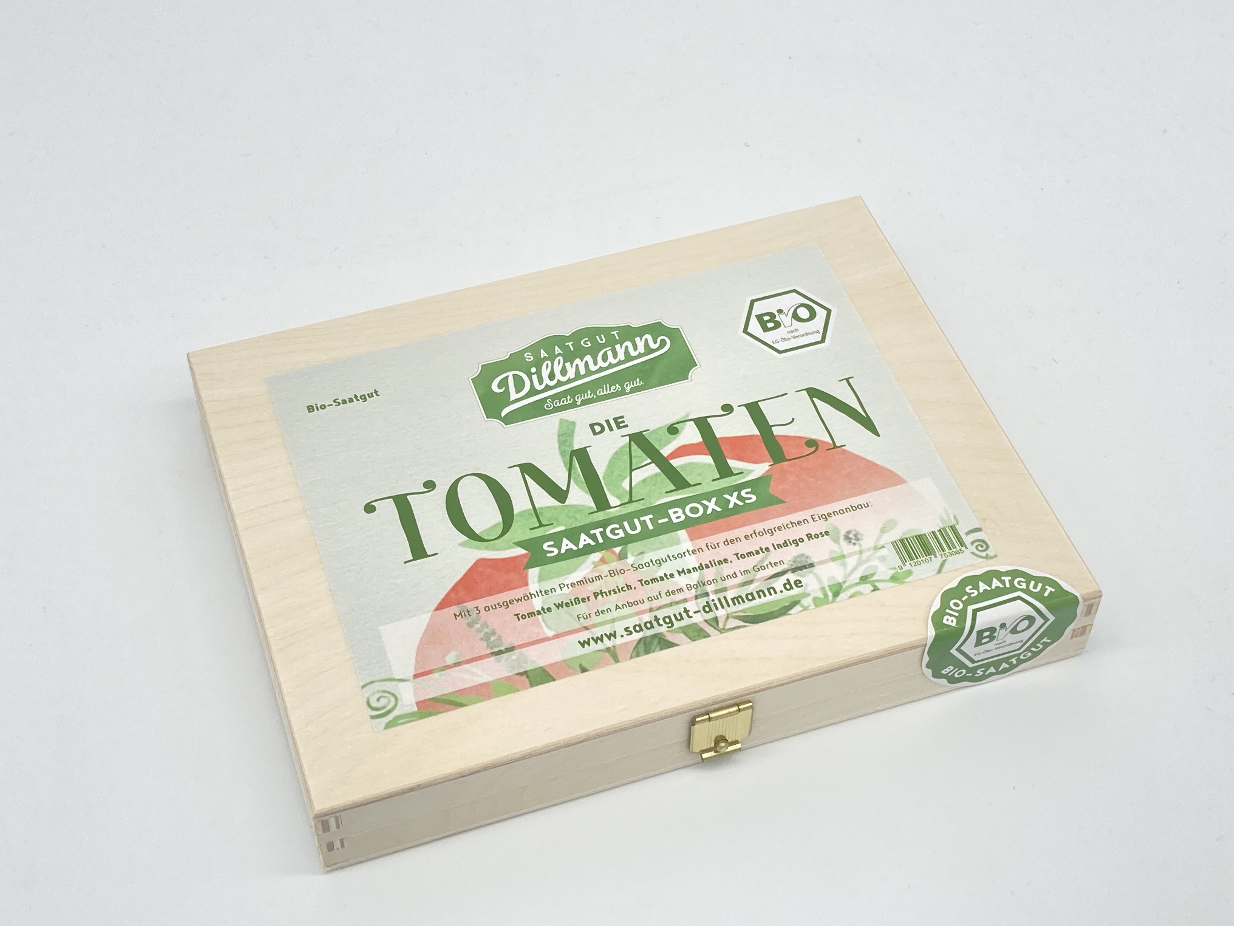 Tomaten-Raritäten Saatgut-Box XS Bio (Holzbox mit Klappdeckel)