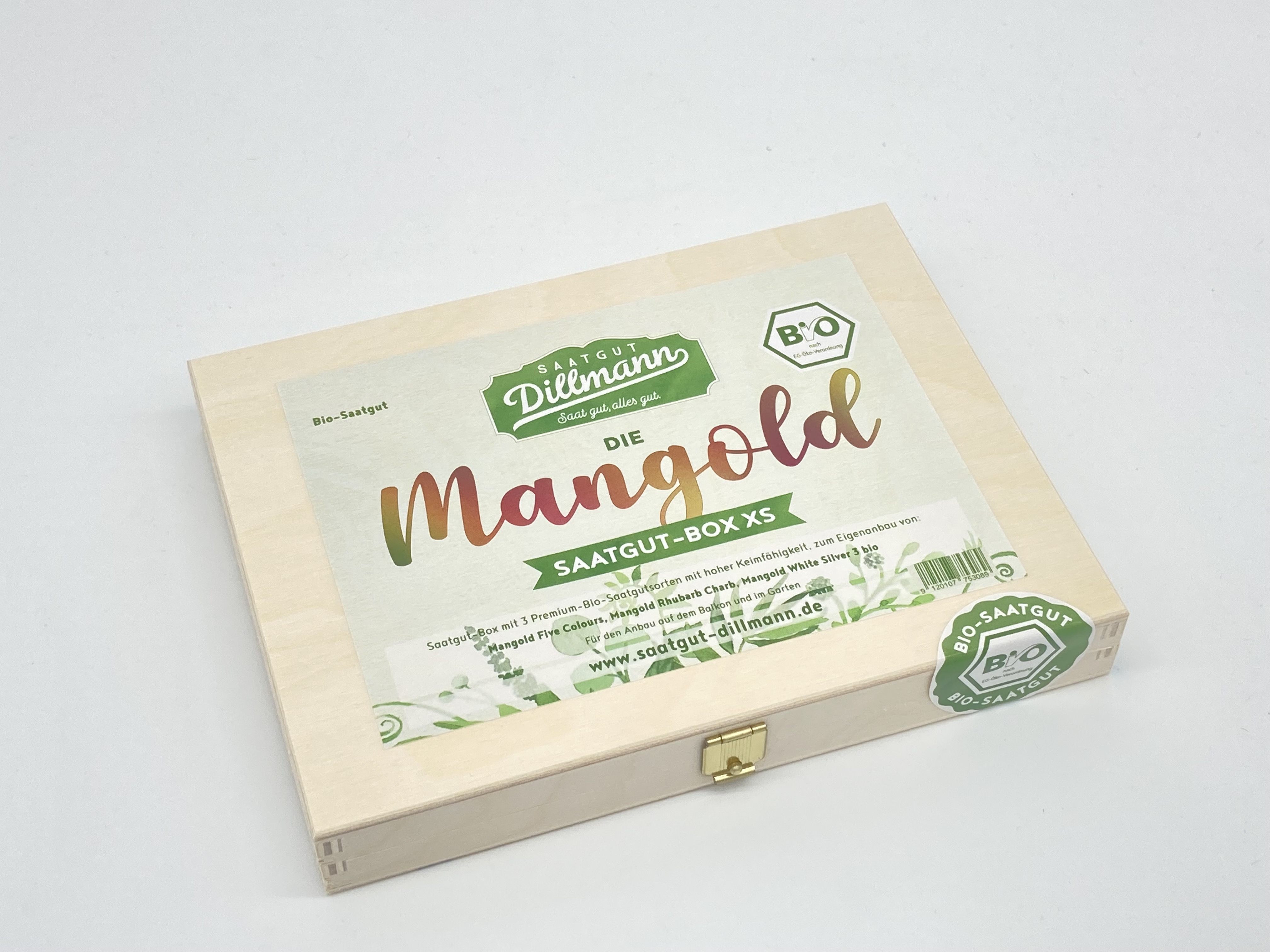 Mangold Saatgut-Box XS Bio (Holzbox mit Klappdeckel)